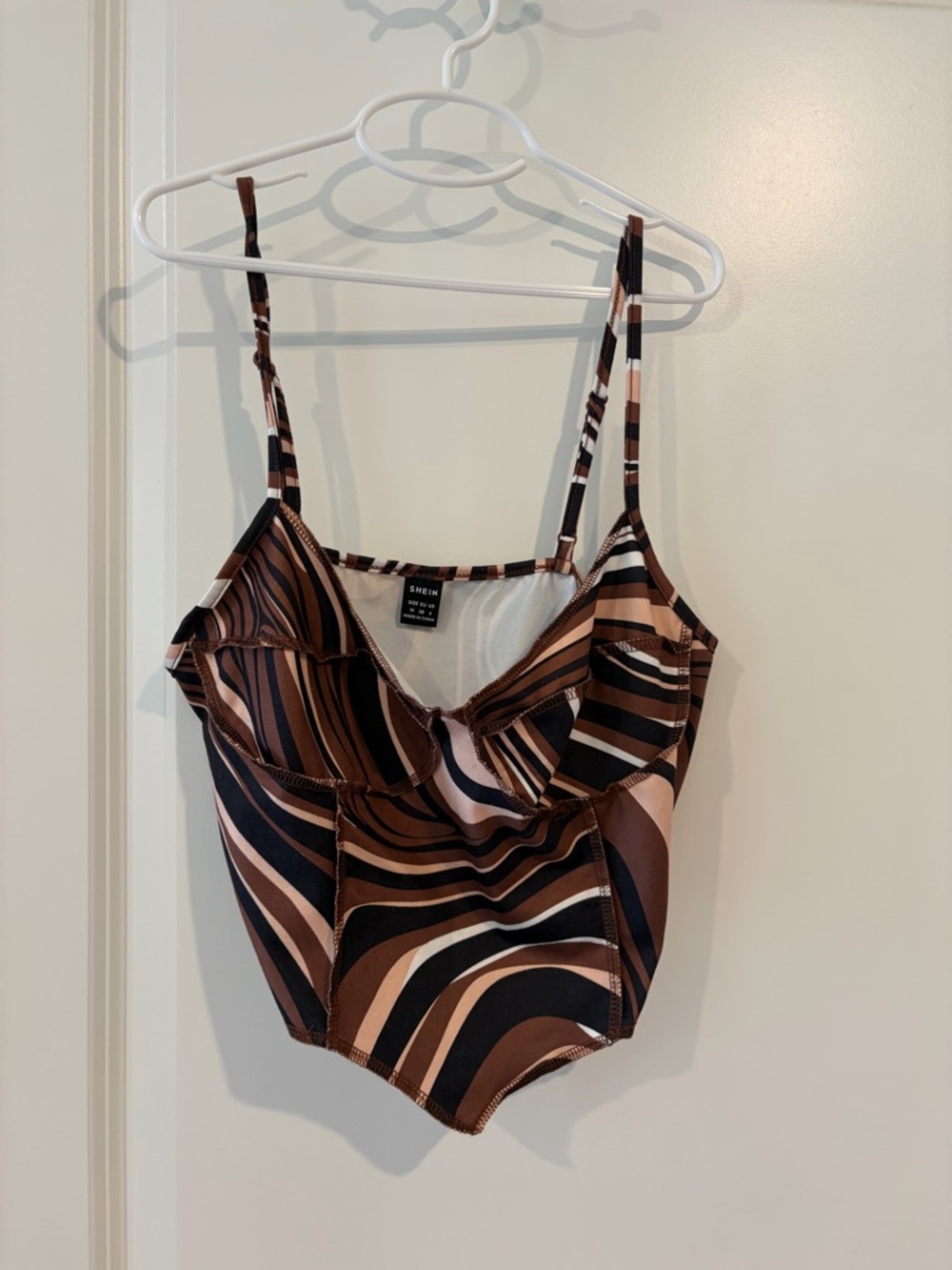SHEIN Brown Swirl Print Corset Crop Top Size M – Y2K Aesthetic